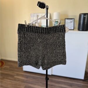 Cozy Black and Gray Knit Women Shorts